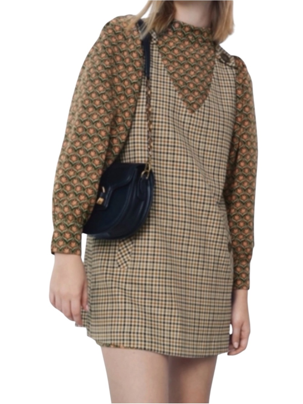 ZARA Plaid Mini Pocket Grunge Pinafore Preppy Overall Dress
